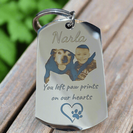 Engraved Pet Photo Memorial Keychain