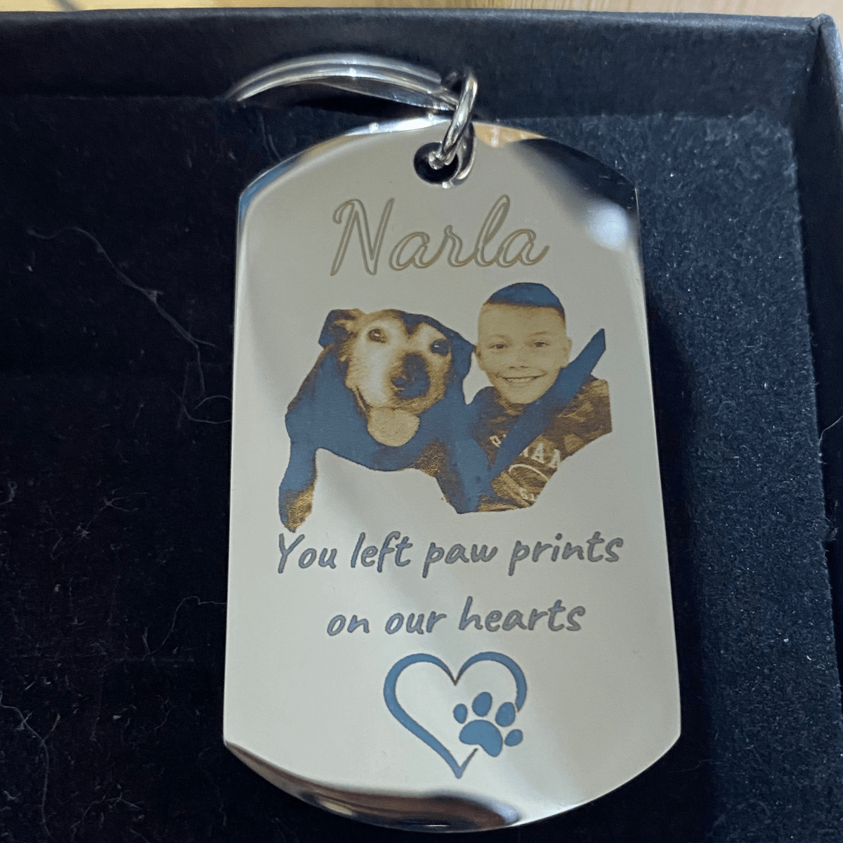 Engraved Pet Photo Memorial Keychain