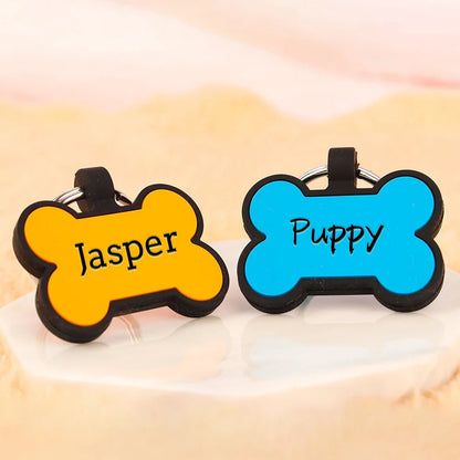 Engraved Silicone Pet Identification Tags - Bone Shaped