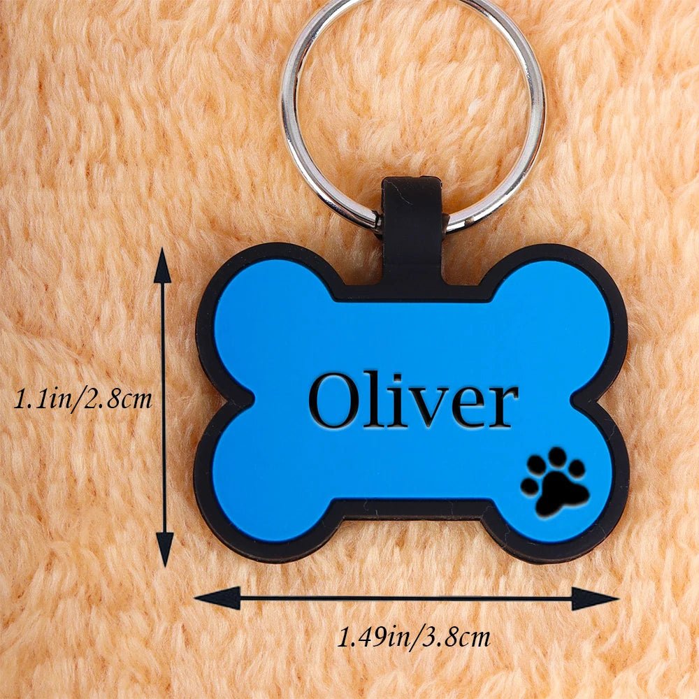 Engraved Silicone Pet Identification Tags - Bone Shaped