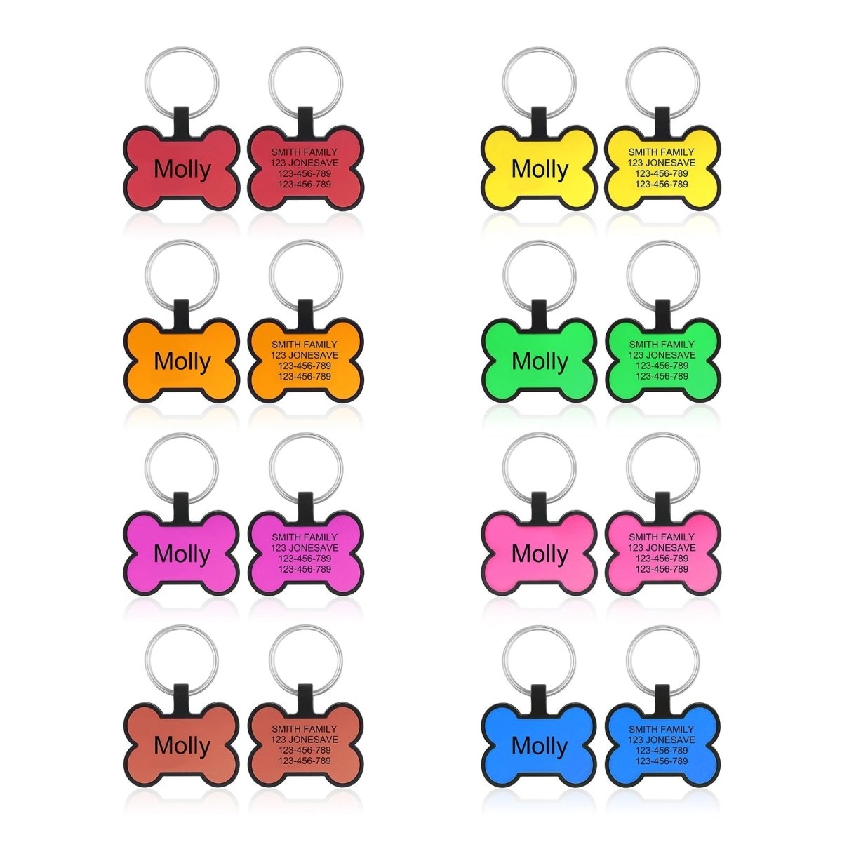 Engraved Silicone Pet Identification Tags - Bone Shaped