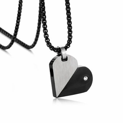 Engraved Two Tone Heart Twist Pendant Men's Necklacependant