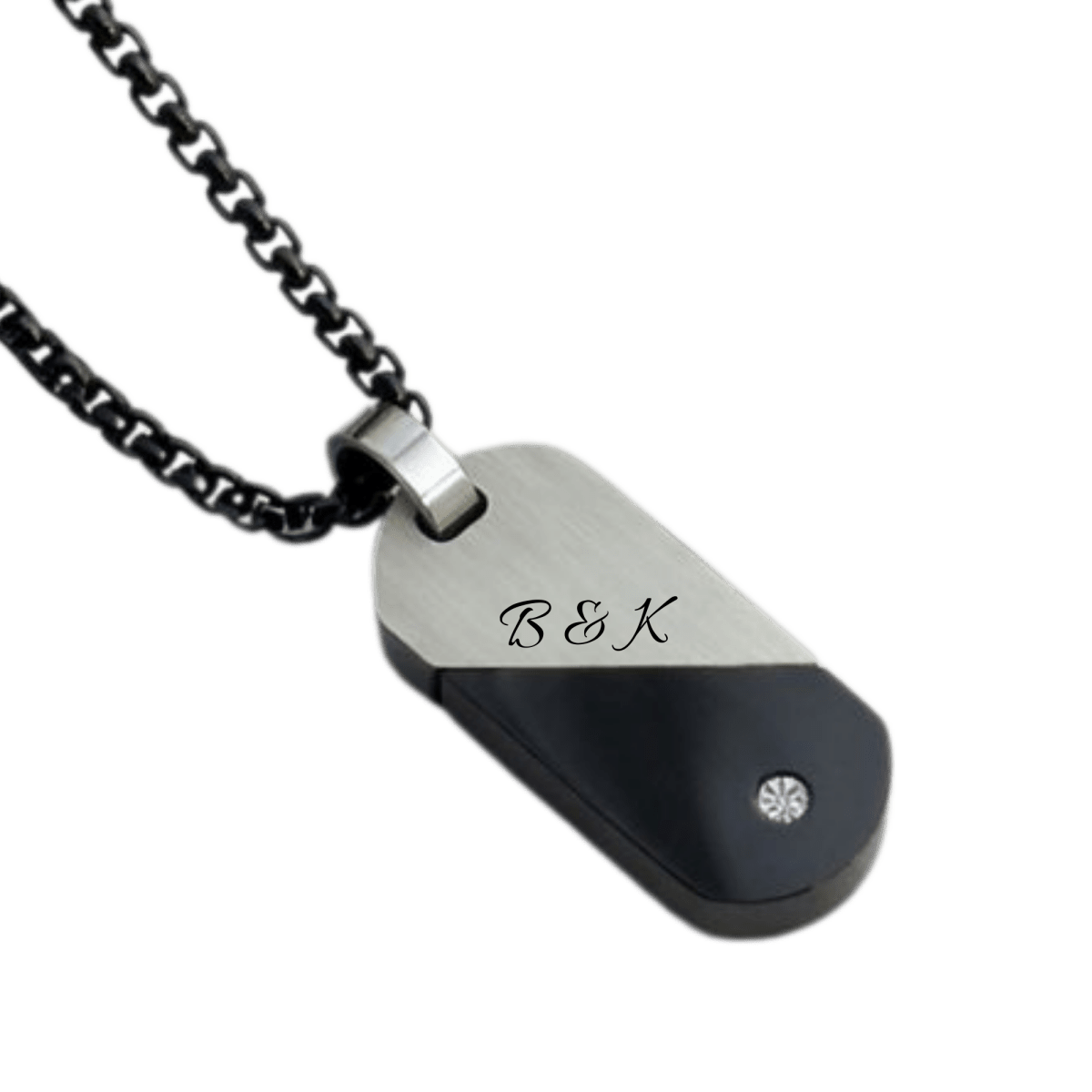 Engraved Two Tone Heart Twist Pendant Men's Necklacependant