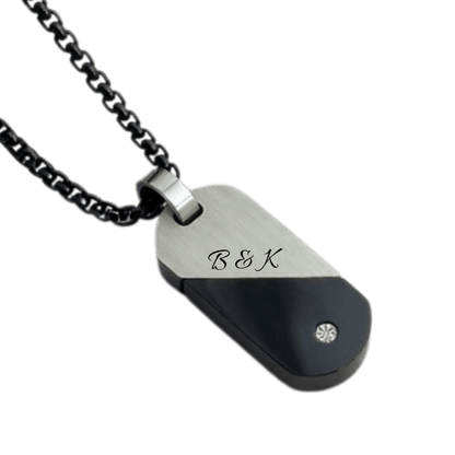 Engraved Two Tone Heart Twist Pendant Men's Necklacependant
