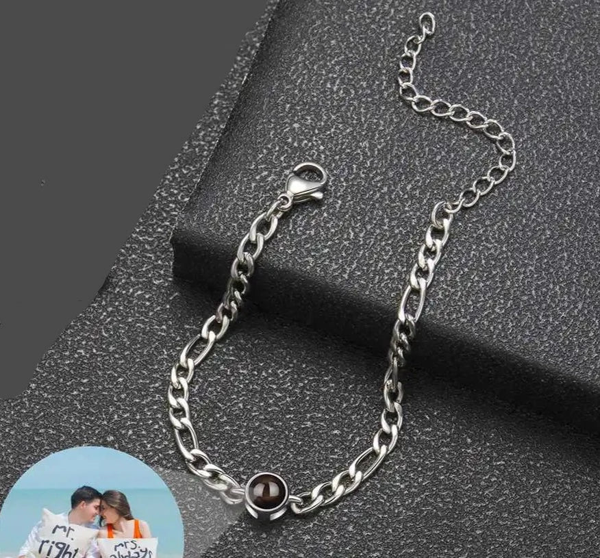 Figaro Chain Photo Projection Braceletsphoto bracelets