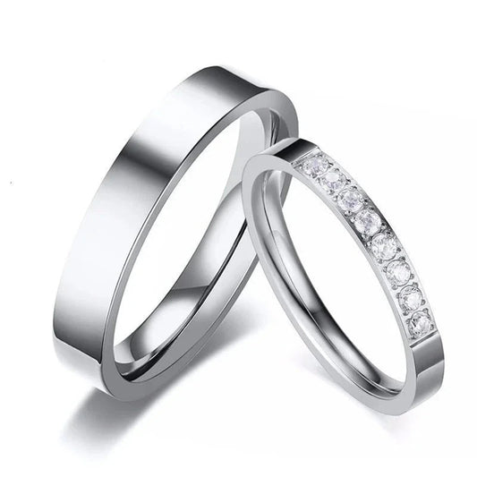 matching wedding ring set with zirconias