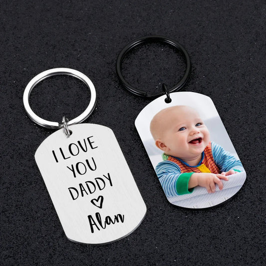 I Love You Daddy Custom Photo Keychain2022 - 08,Key Chains