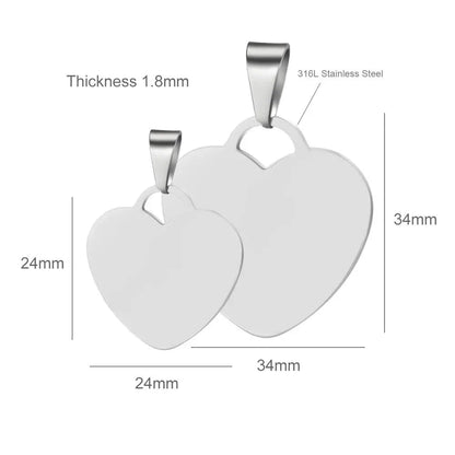 large and small silver heart necklace