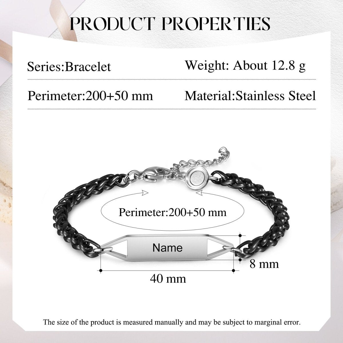 Magnetic Couple Bracelet with Engraved Names0