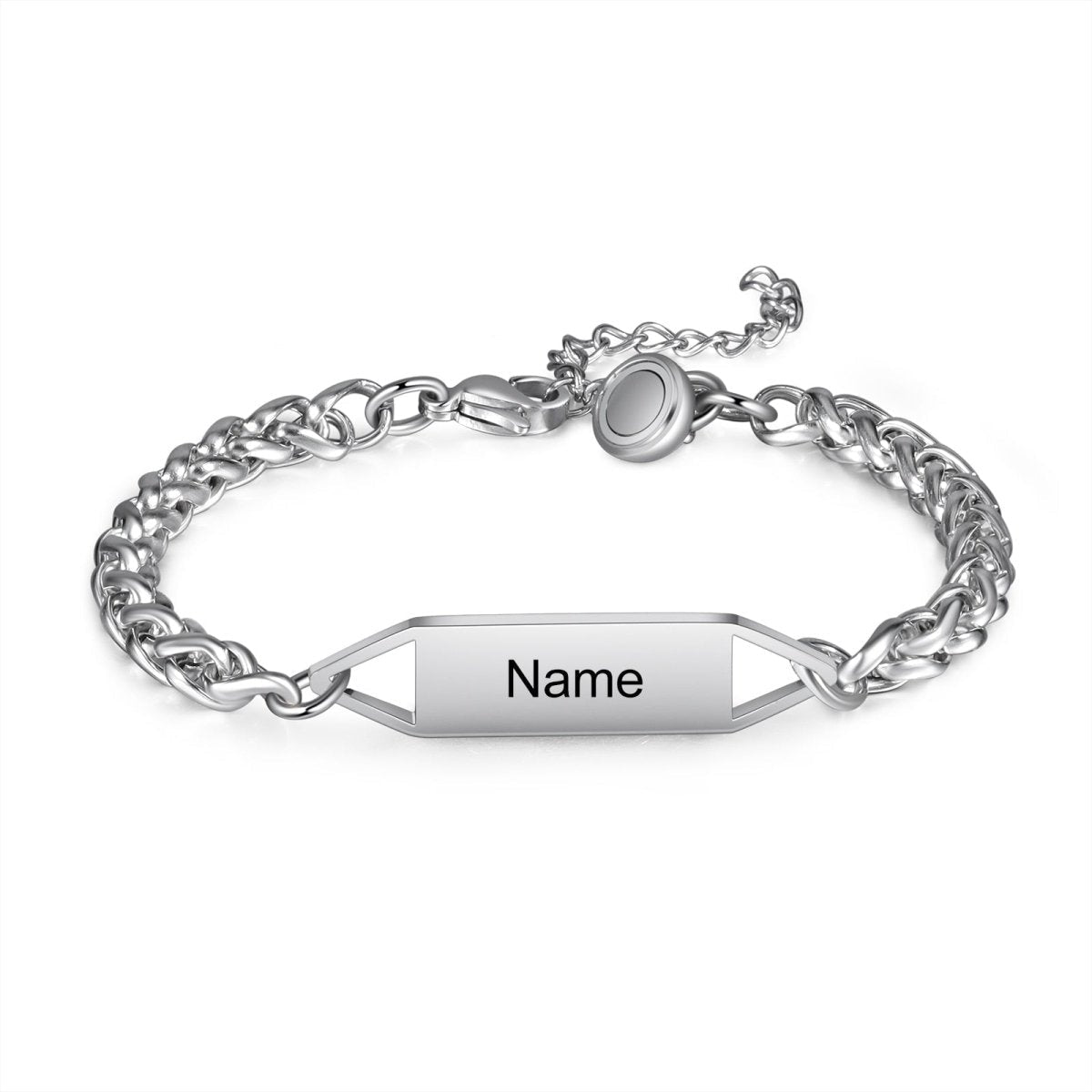 Magnetic Couple Bracelet with Engraved Names0