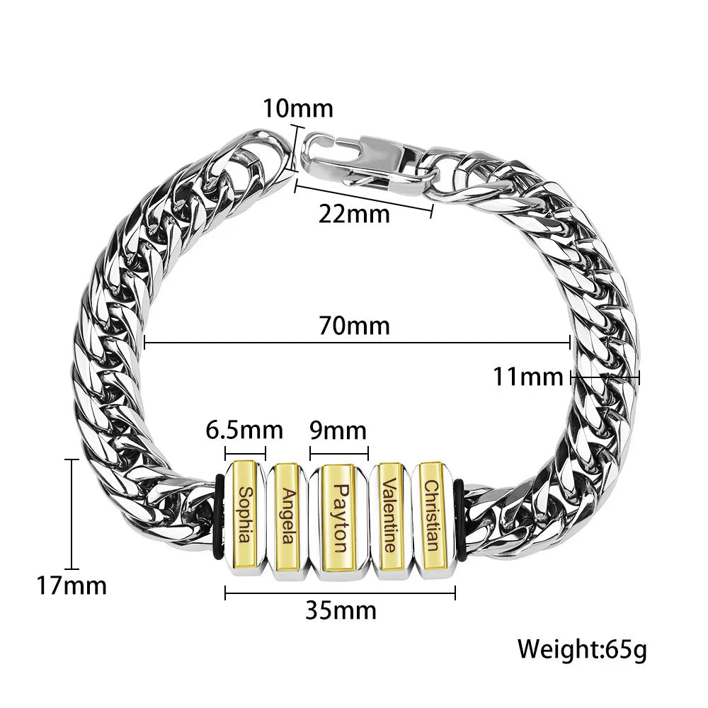 Men's Stainless Steel Custom Names Braceletbracelet