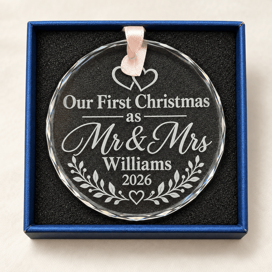 Mr & Mrs 1st Christmas crystal ornamentChristmas Ornaments