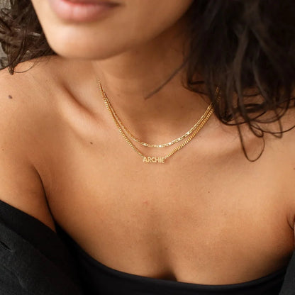 personalised name on a necklace gold finish