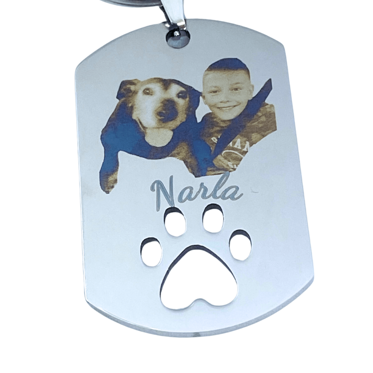 Paw Print Custom Photo Pet Keychain