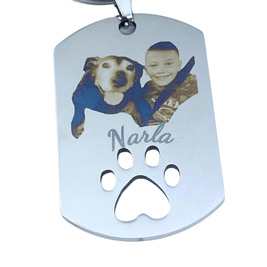Paw Print Custom Photo Pet Keychain