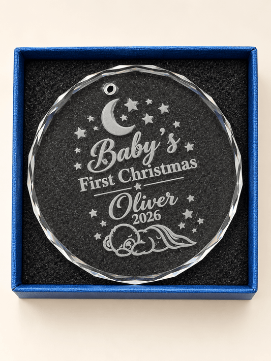 Personalised Baby’s First Christmas Crystal OrnamentChristmas Ornaments