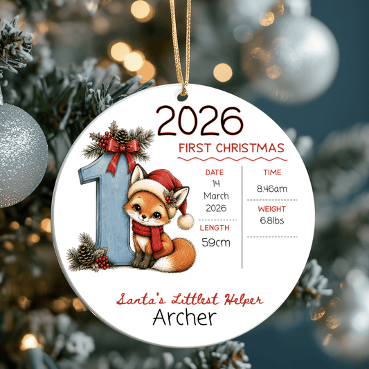 Personalised Baby’s First Christmas Ornament – Birth Details Christmas Ornaments Personalisr Au