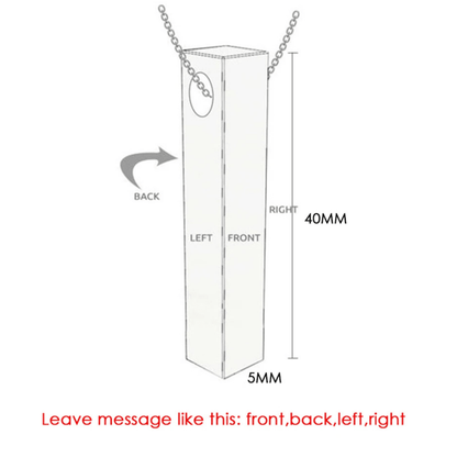 Measurement chart of a necklace with dimensions labeled