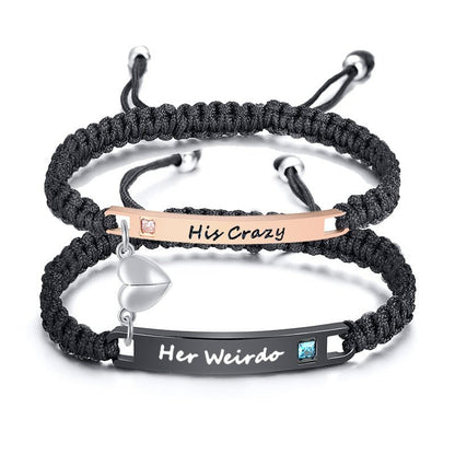 Personalised Couples Rope Bracelets with Gemstone AccentsFashion Bracelet