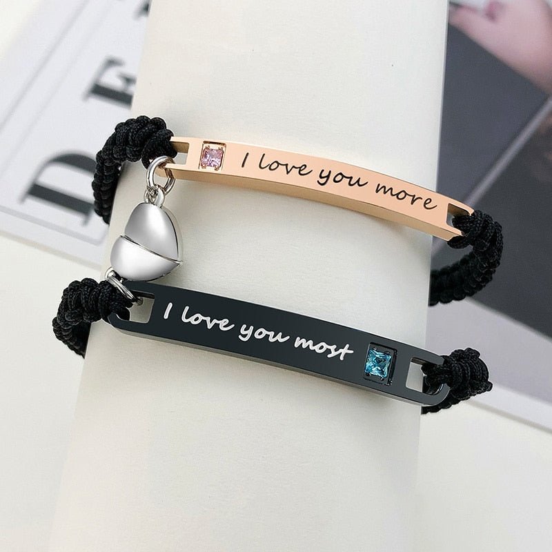 Personalised Couples Rope Bracelets with Gemstone AccentsFashion Bracelet