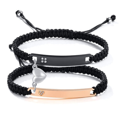 Personalised Couples Rope Bracelets with Gemstone AccentsFashion Bracelet