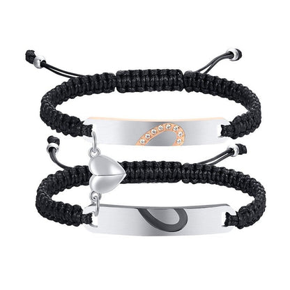 Personalised Couples Rope Bracelets with Gemstone AccentsFashion Bracelet