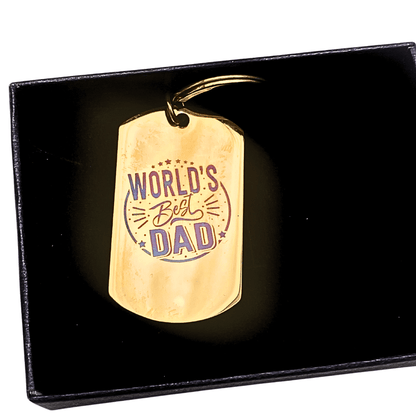 worlds best dad gold engraved keychain