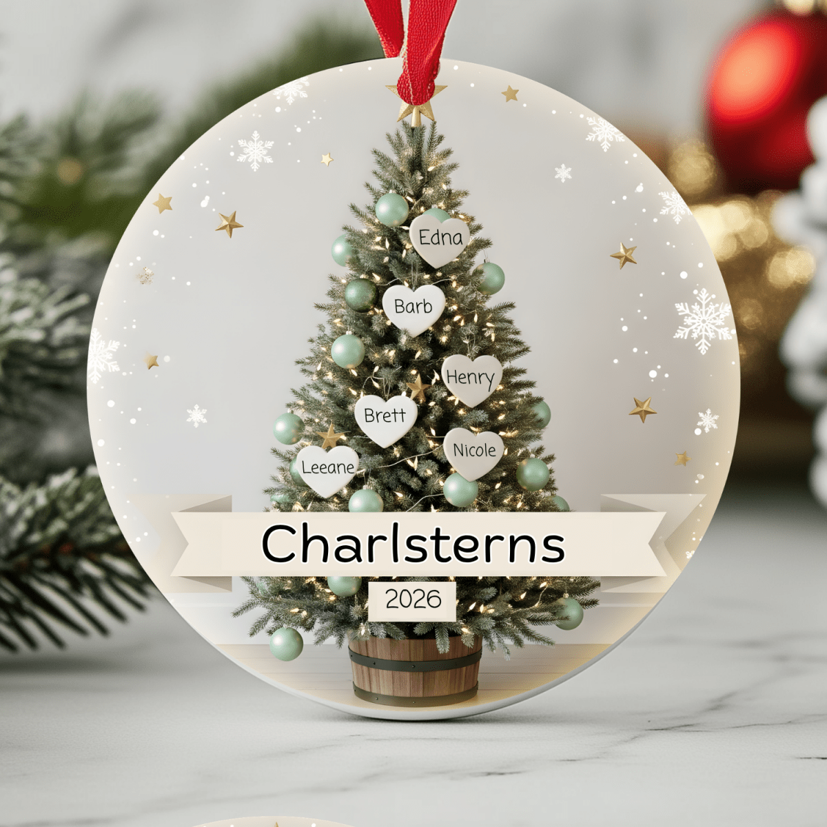 Personalised Family Christmas Tree Ornament – Custom Heart Names Personalisr Au