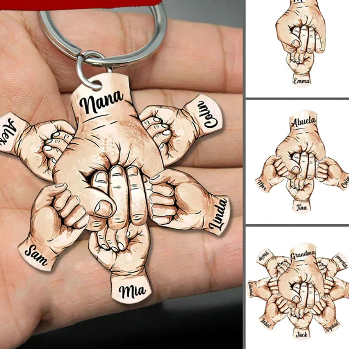 Personalised Family Names Fist Bump KeyringKey Chains