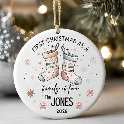 Personalised First Christmas as a Family Ornament – Family of 2, 3 or 4 Christmas Ornaments Personalisr Au