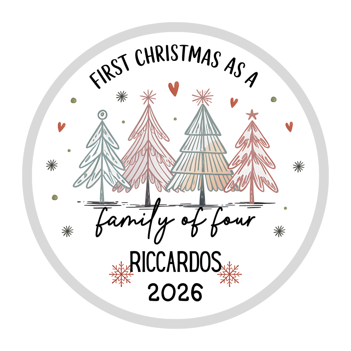 Personalised First Christmas as a Family Ornament – Family of 2, 3 or 4 Christmas Ornaments Personalisr Au