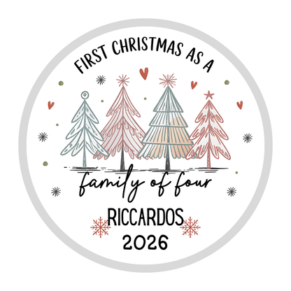 Personalised First Christmas as a Family Ornament – Family of 2, 3 or 4 Christmas Ornaments Personalisr Au