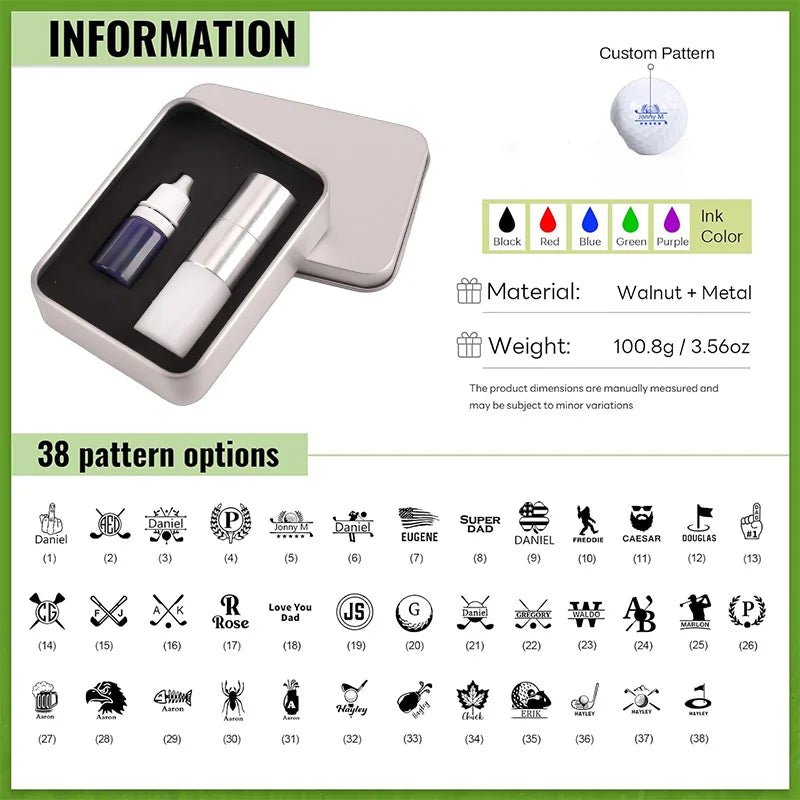 Personalised Golf Ball Stamp Kit - Larger Stamp with Deluxe CasingGolf Accessories