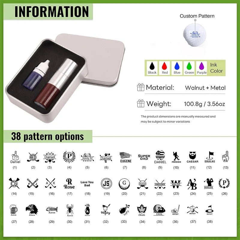 Personalised Golf Ball Stamp Kit - Larger Stamp with Deluxe CasingGolf Accessories