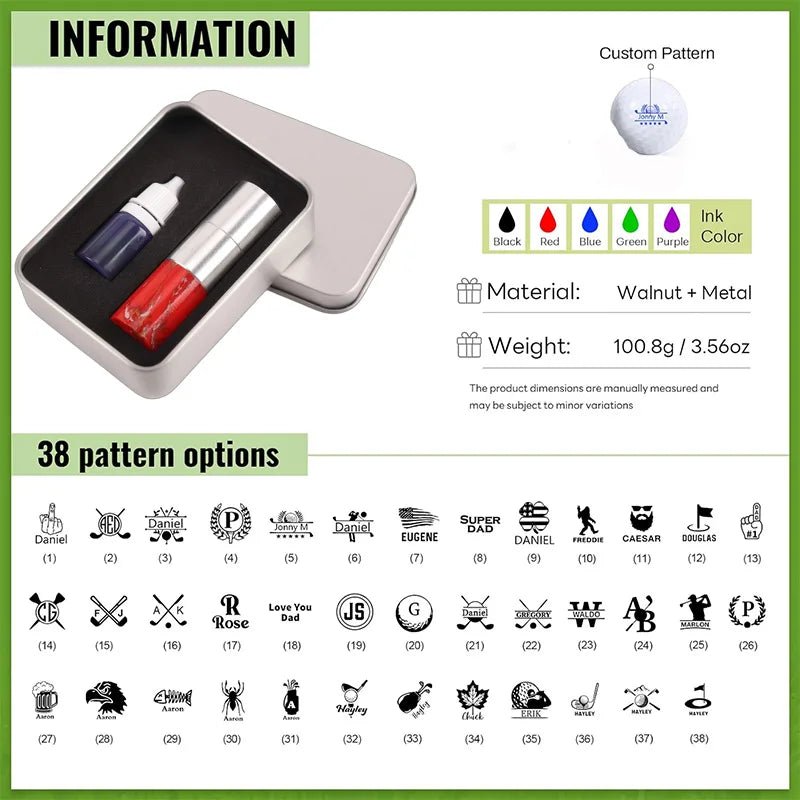 Personalised Golf Ball Stamp Kit - Larger Stamp with Deluxe CasingGolf Accessories