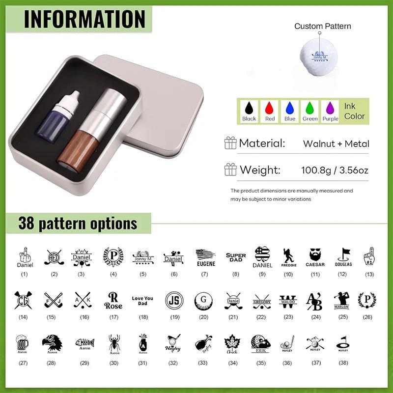 Personalised Golf Ball Stamp Kit - Larger Stamp with Deluxe CasingGolf Accessories