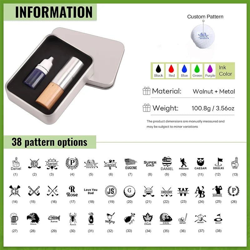 Personalised Golf Ball Stamp Kit - Larger Stamp with Deluxe CasingGolf Accessories