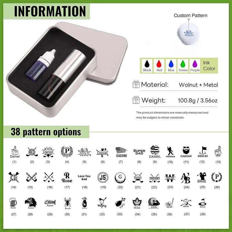 Personalised Golf Ball Stamp Kit - Larger Stamp with Deluxe CasingGolf Accessories