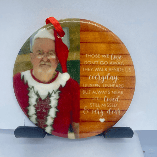 Custom photo and poem memorial christmas ornament