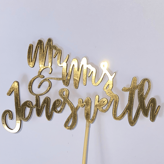 Personalised Mr & Mrs Wedding Cake Topper - cake topper Personalisr Au