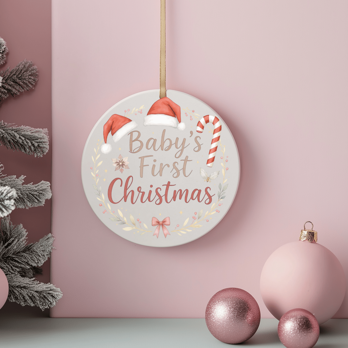 Personalised My First Christmas Ornament | Santa Hat & Candy Cane DesignChristmas Ornaments
