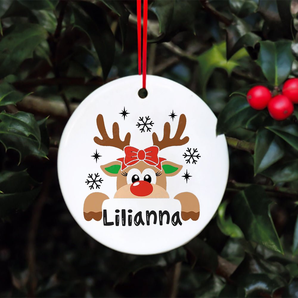 Personalised Name Reindeer Christmas Tree Ornaments