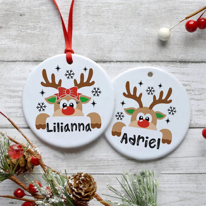 Personalised Name Reindeer Christmas Tree Ornaments