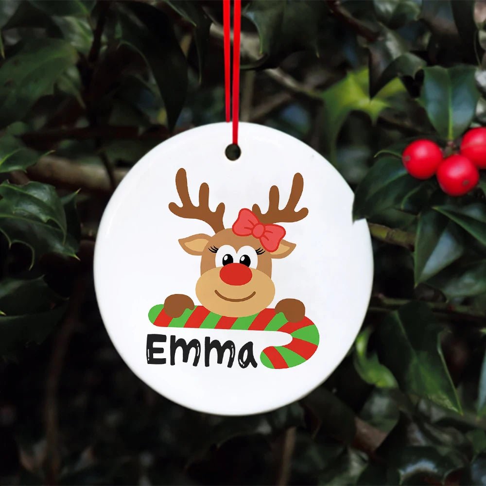 Personalised Name Reindeer Christmas Tree Ornaments