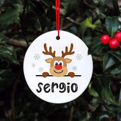 Personalised Name Reindeer Christmas Tree Ornaments