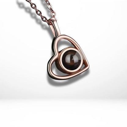 simple heart rose gold projection pendant personalised necklace rose gold