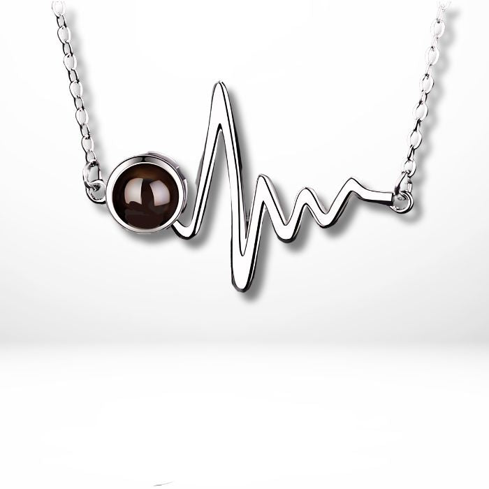 personalised necklace projection photo heartbeat silver pendant