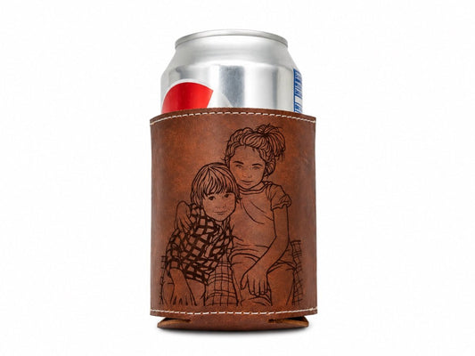 Personalised Photo Engraved PU Leather Stubby Holderstubby holder