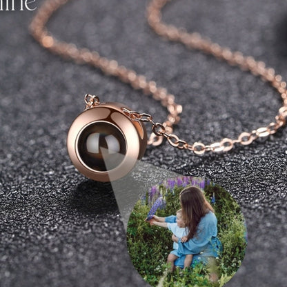 Rose Gold Circle Photo Projection Necklace - Photo Necklaces - Personalisr Au