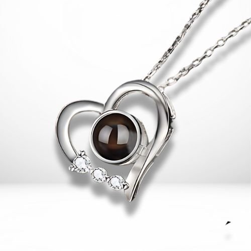 personalised necklace zirconia heart 925 silver